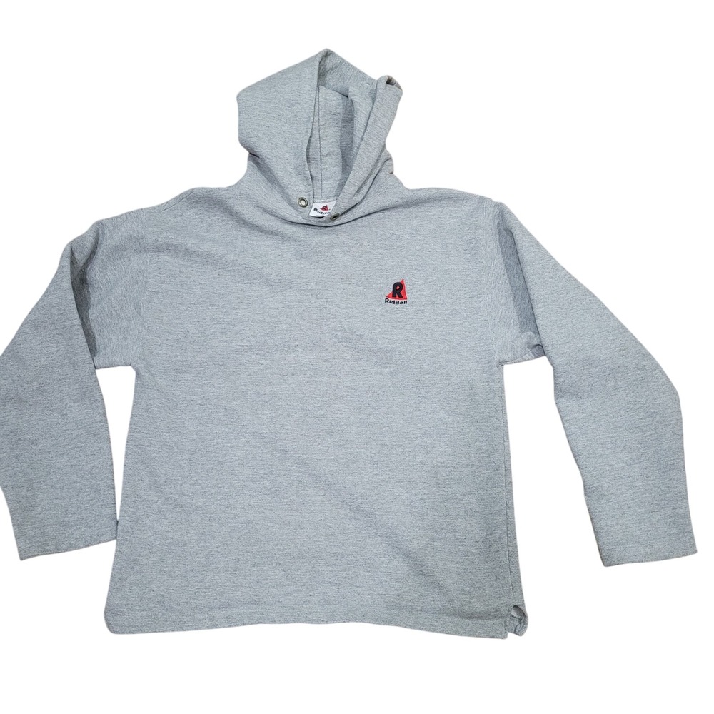 Vintage 80/90s Riddell Hoodie‎  Gray Logo Sweatshirt Made USA Sz M Embroidered